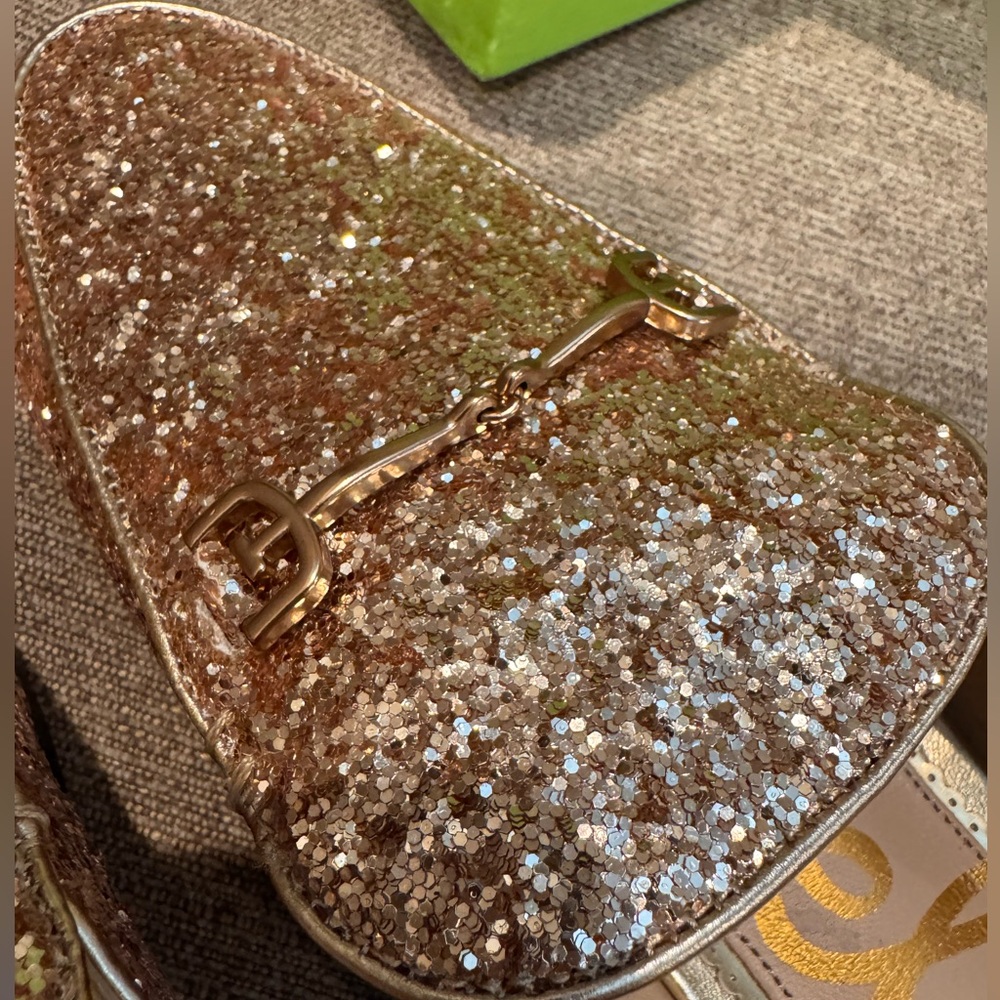 Gold Glitter Slip-On Mule Loafer 8M - Picture 5 of 6
